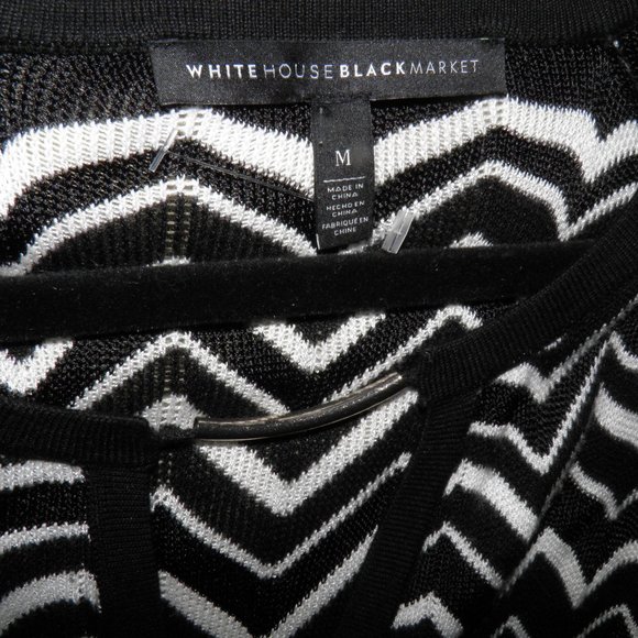 WHITE HOUSE BLACK MARKET BLACK AND WHITE KNIT DRESS  SZ M - Picture 3 of 5
